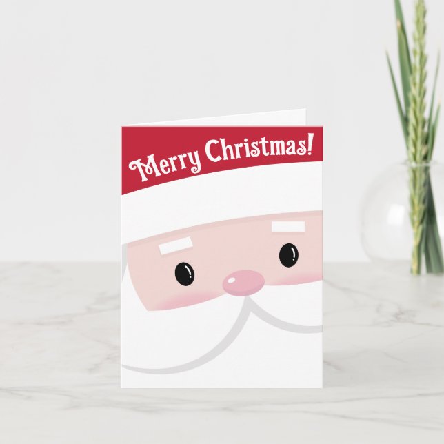 Cute Santa Klaus Face Christmas Card (Front)