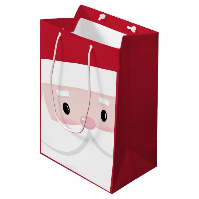 Cute Santa Klaus Face Medium Gift Bag (Front Angled)