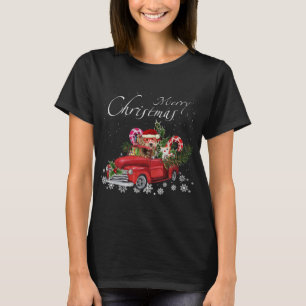 Cute Santa Labradoodle Riding Red Truck Merry Chri T-Shirt