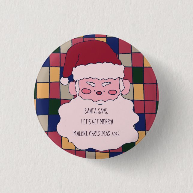 Cute Santa Merry Christmas Button (Front)