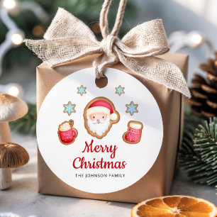Cute Santa Merry Christmas Favor Tags