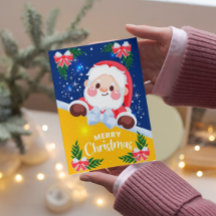 Cute Santa Merry Christmas Holiday card