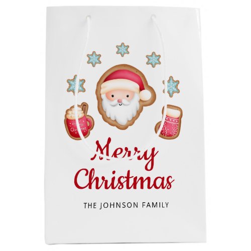 Cute Santa Merry Christmas  Medium Gift Bag