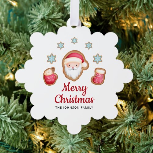 Cute Santa Merry Christmas Ornament Card