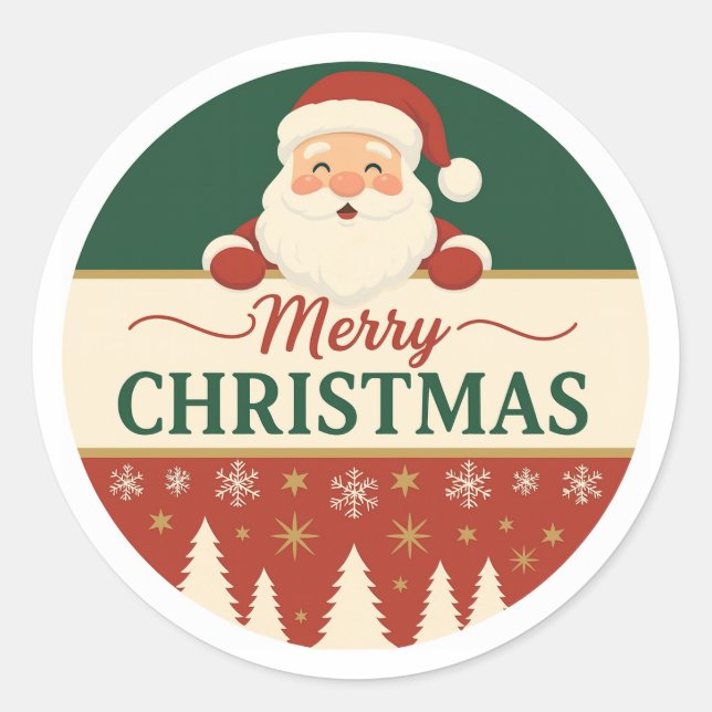 Cute Santa Merry Christmas Sticker (Front)