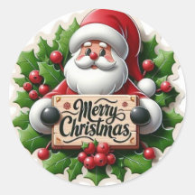 Cute Santa Merry Christmas Stickers for Holiday