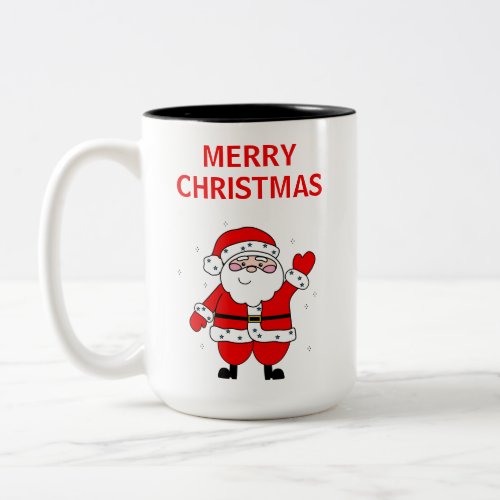 Cute Santa Merry Christmas Two_Tone Coffee Mug