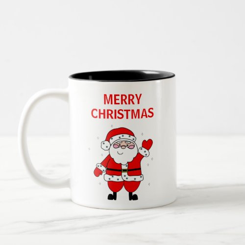 Cute Santa Merry Christmas Two_Tone Coffee Mug