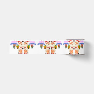 Cute Santa & Mrs. Claus Merry Christmas Greeting Grosgrain Ribbon