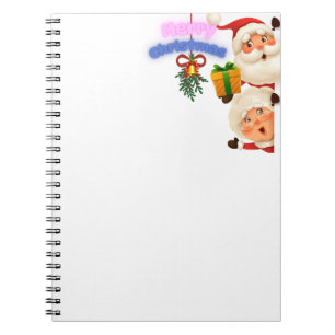 Cute Santa & Mrs. Claus Merry Christmas Greeting Notebook