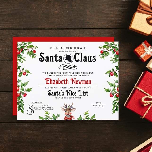 Cute Santa Naughty Nice LIst Official Certificate (Creator Uploaded)