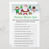 Cute Santa Nursery Rhyme Quiz baby shower game (Front/Back)