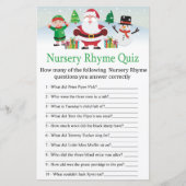 Cute Santa Nursery Rhyme Quiz baby shower game (Front)