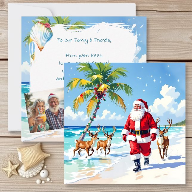 Cute Santa on Beach and Photo Template Christmas (Creator Uploaded)