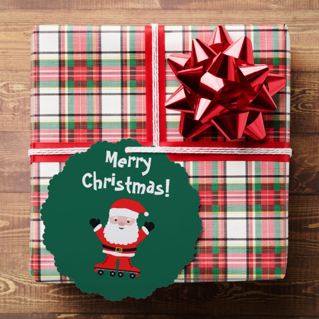 Cute Santa on roller skates paper Christmas Ornament Card (Insitu (Gift))