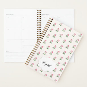 Cute Santa Owl Watercolor Pattern Planner