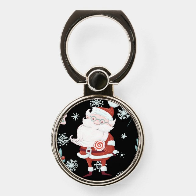 Cute Santa Pattern OtterBox iPhone Case Phone Ring Stand (Front)