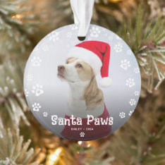 Cute Santa Paws Pet Christmas Photo Ornament at Zazzle