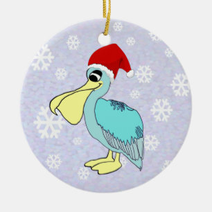 Cute Santa Pelican Ornament
