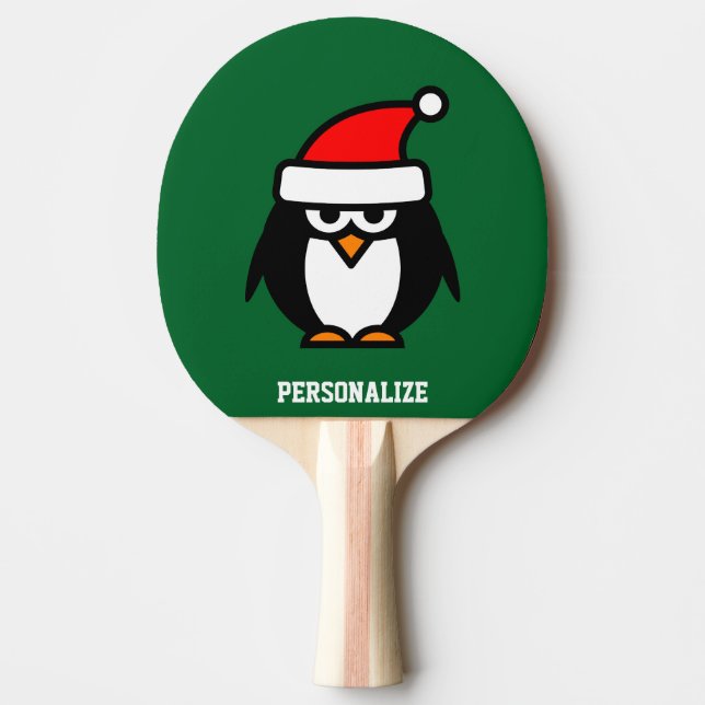 Cute Santa penguin cartoon ping pong paddle (Front)