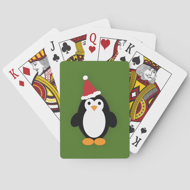 Cute Santa Penguin Poker Cards (Back)