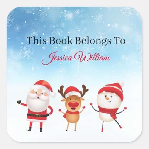 Cute Santa Personalized  Bookplate Label for Books