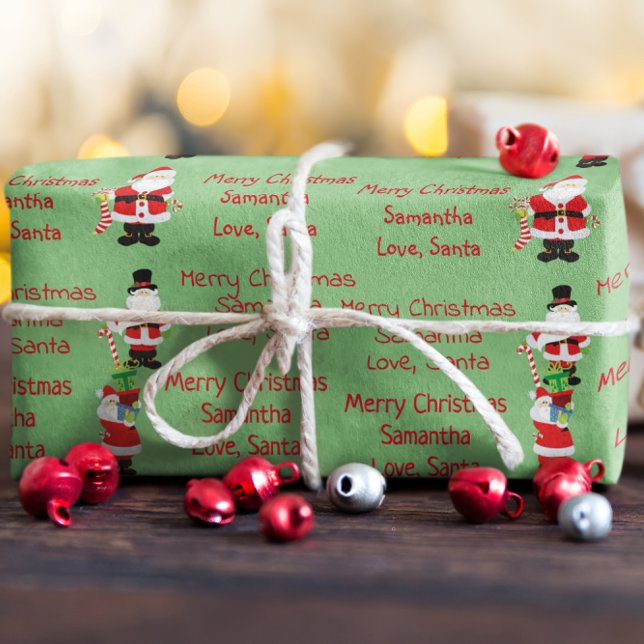 Cute Santa Personalized Merry Christmas From Santa Wrapping Paper (Creator Uploaded)
