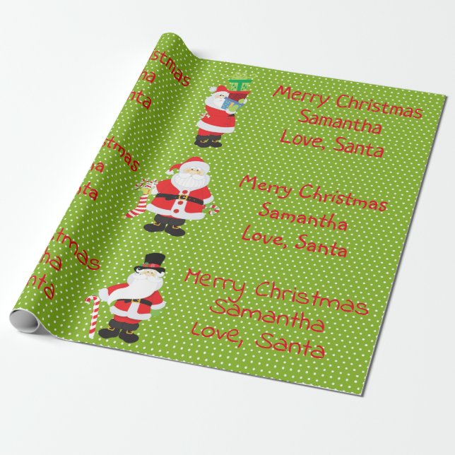 Cute Santa Personalized Merry Christmas From Santa Wrapping Paper (Unrolled)