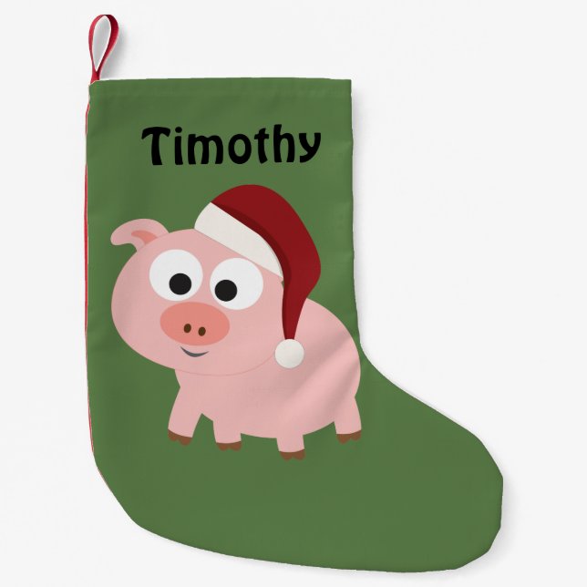 Cute Santa Pig Small Christmas Stocking (Front)