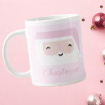 Cute Santa Pink Christmas  Giant Coffee Mug<br><div class="desc">This adorable pink Christmas mug features a fun cartoon Santa and a spot for you to add a name. A sweet stocking stuffer for your daughter or gift for a grand child.</div>