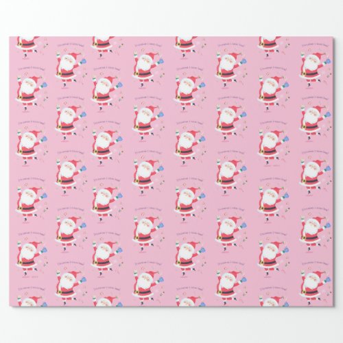 Cute Santa Pink Wrapping Paper