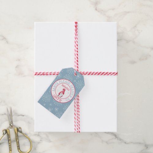 Cute Santa Please Deliver to Your Gnome Gift Tags