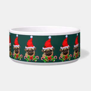 Cute Santa Pug Christmas Bowl
