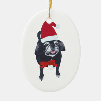 Cute Santa Pug Dog Christmas Ornaments