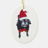 Cute Santa Pug Dog Christmas Ornaments (Back)