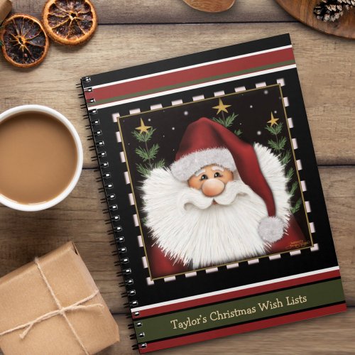 Cute Santa Red Green Christmas Kids Wish List  Notebook