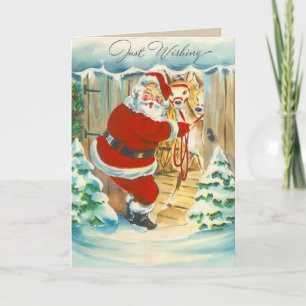 Cute Santa & Reindeer Christmas Card