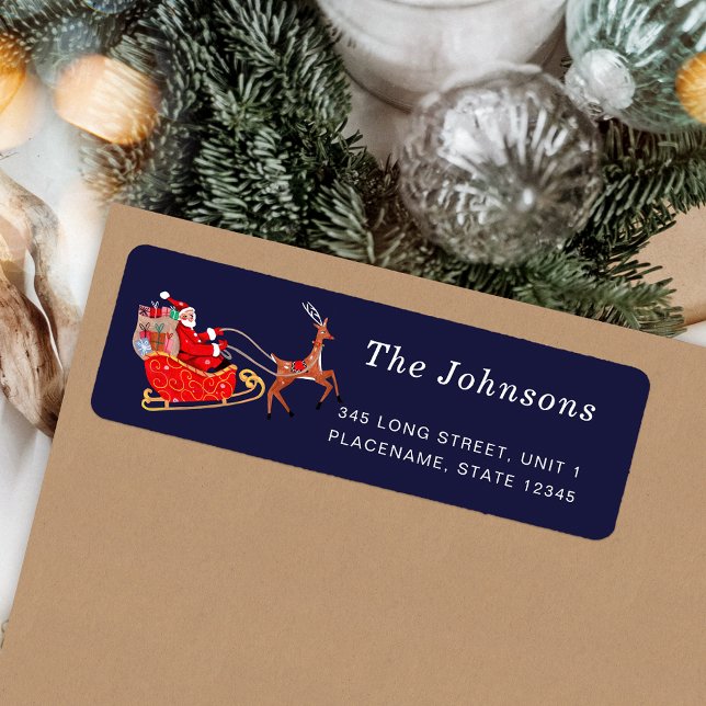 Cute Santa & Reindeer Christmas  Label (Cute Santa & Reindeer Christmas Label)