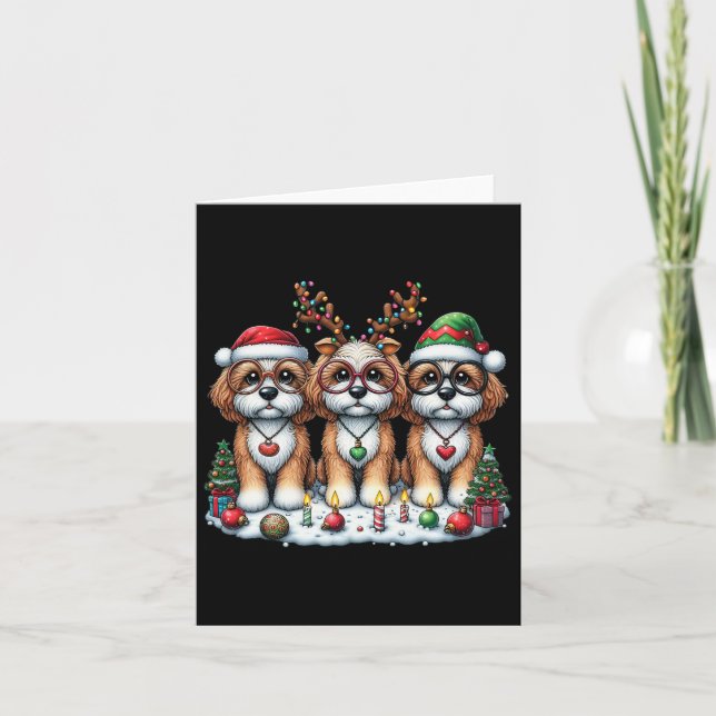 Cute Santa Reindeer Elf Apoo Christmas Womens Mens Card (Front)