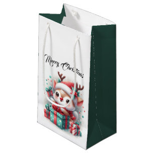 Cute Santa Reindeer Small Gift Bag