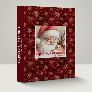 Cute Santa Rudolph Christmas Memory Album Festive 3 Ring Binder