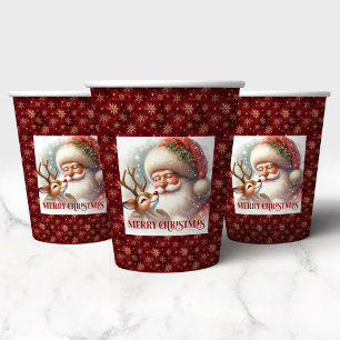 Cute Santa & Rudolph Christmas Party Paper Cup