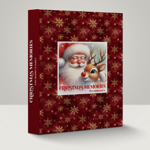 Cute Santa Rudolph Christmas Photo Memory Binder