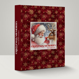 Cute Santa Rudolph Christmas Scrapbook Album Gift 3 Ring Binder