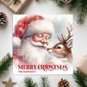 Cute Santa Rudolph Personalized Xmas Puzzle Kids