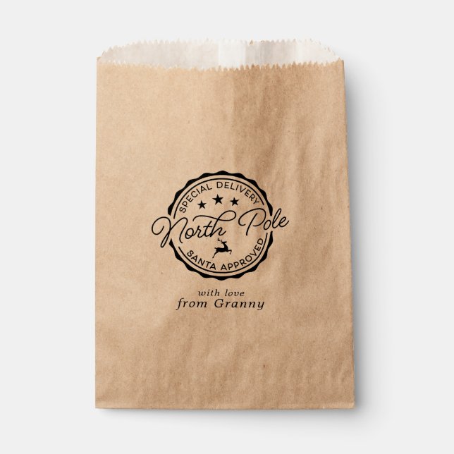 Cute Santa Seal North Pole Favor Bag (Front)