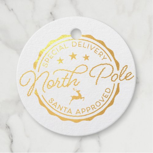 Cute Santa Seal North Pole Foil Favor Tags