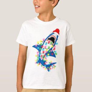 Cute Santa Shark Christmas Lights Boy T-Shirt