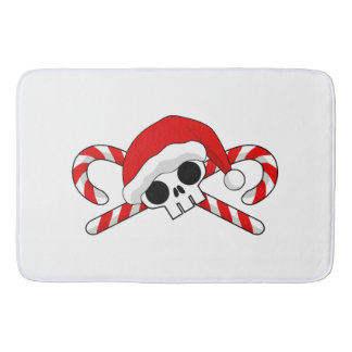 Cute Santa Skull with Candy Canes Bath Mat