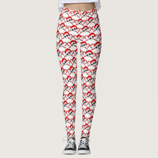 Cute Santa Skull with Candy Canes Leggings